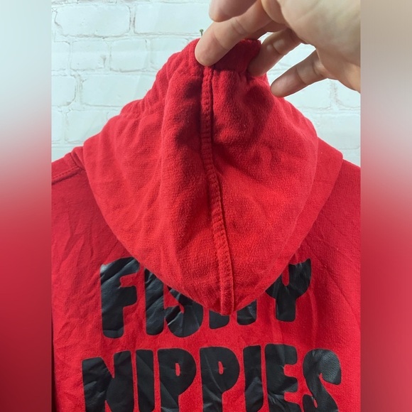 John Lauren Fishy Nippies Hoodie Mens Size Small Red Pullover Casual Streetwear - Picture 10 of 12